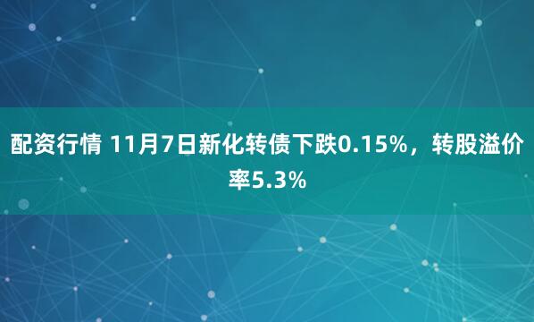 配资行情 11月7日新化转债下跌0.15%，转股溢价率5.3%